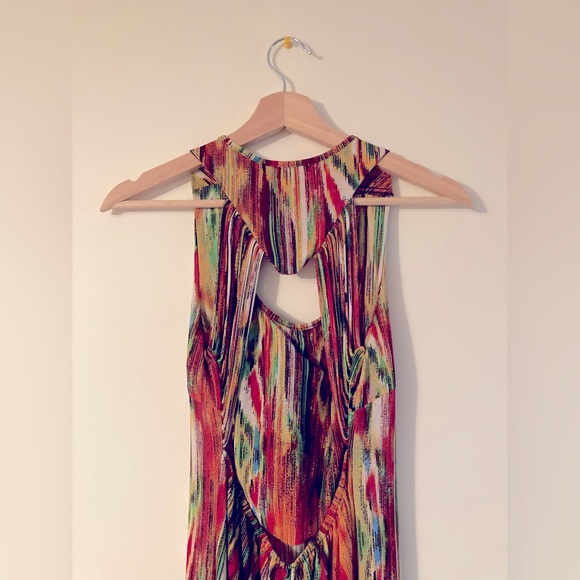 Julia Red Green and Yellow Bohemian Maxi Dress Silk Blend Long Dress Size Small - Picture 5 of 8
